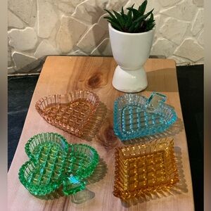VINTAGE | Coloured Glass Card Suit Dishes